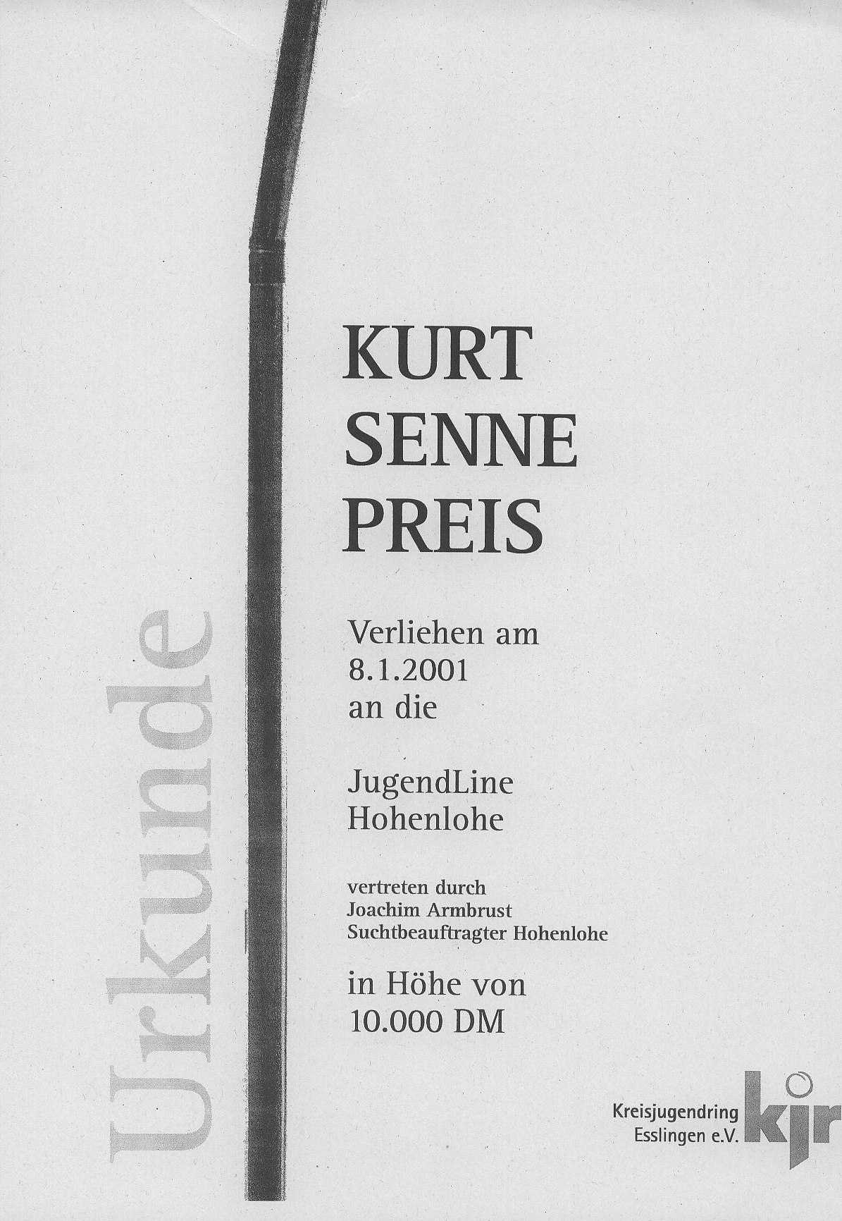 Jugendline - Kurt-Senne-Preis - Auszeichnung